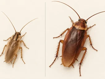 german-vs-american-roaches German and American cockroaches shown side by side for size comparison
