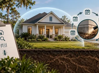 Annual termite inspection of a Texas home foundation